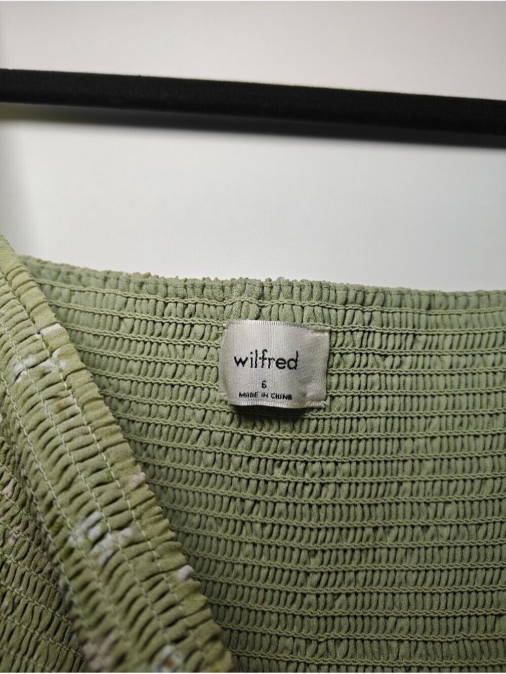 Aritzia Wilfred Sage Floral Smocked Mini Dress Puff Sleeve Size 6 0731 - Picture 4 of 8